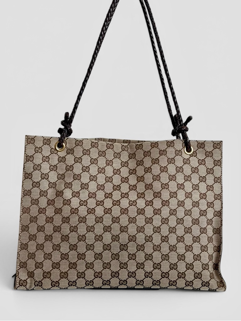Gucci Gg Canvas Braided Handle Tote
